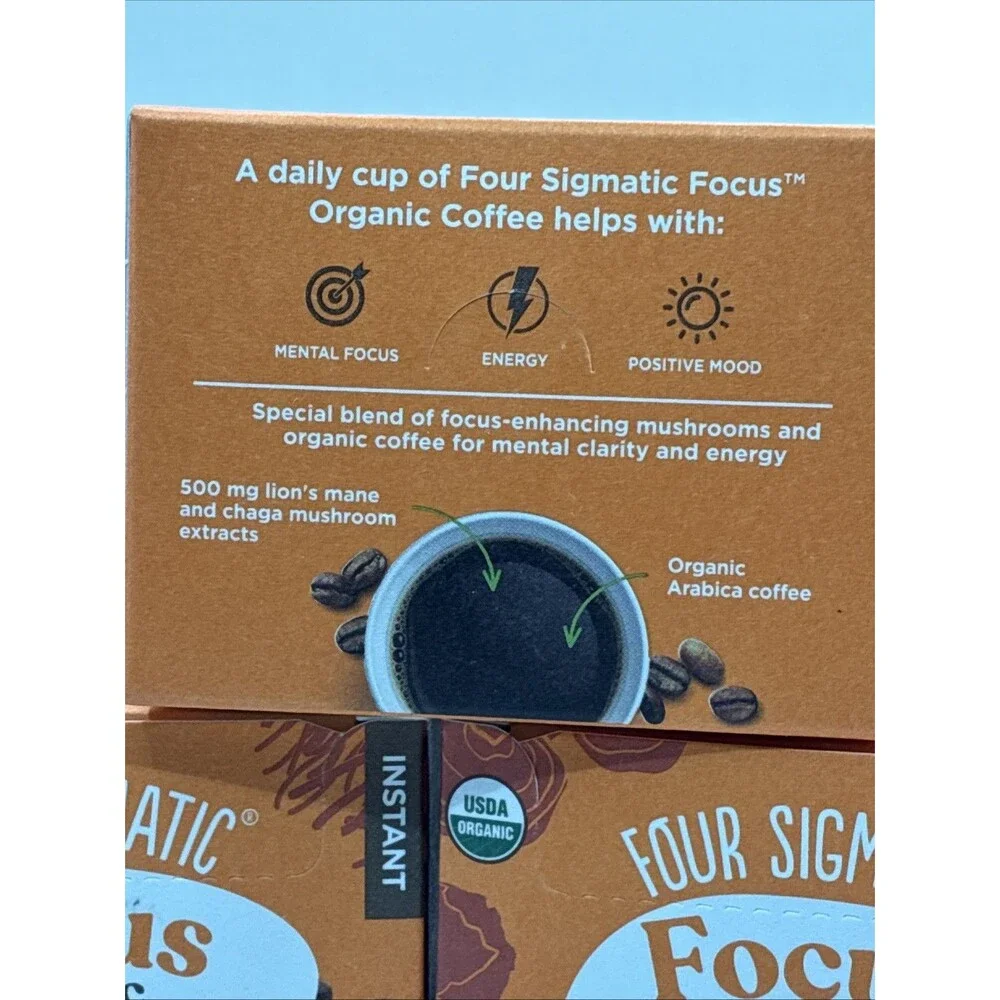 Lot 3 Four Sigmatic Focus Organic Instant Coffee Chaga Mushrooms Lion's Mane 30